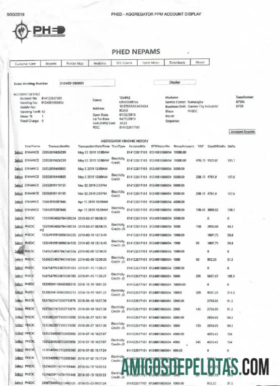 imprimível Modelo Word e PDF de conta de serviços públicos PHED da ÍNDIA